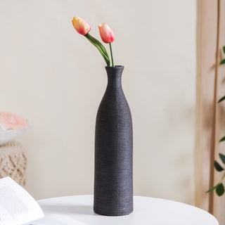 Earthy Black Pottery Ceramic Vase