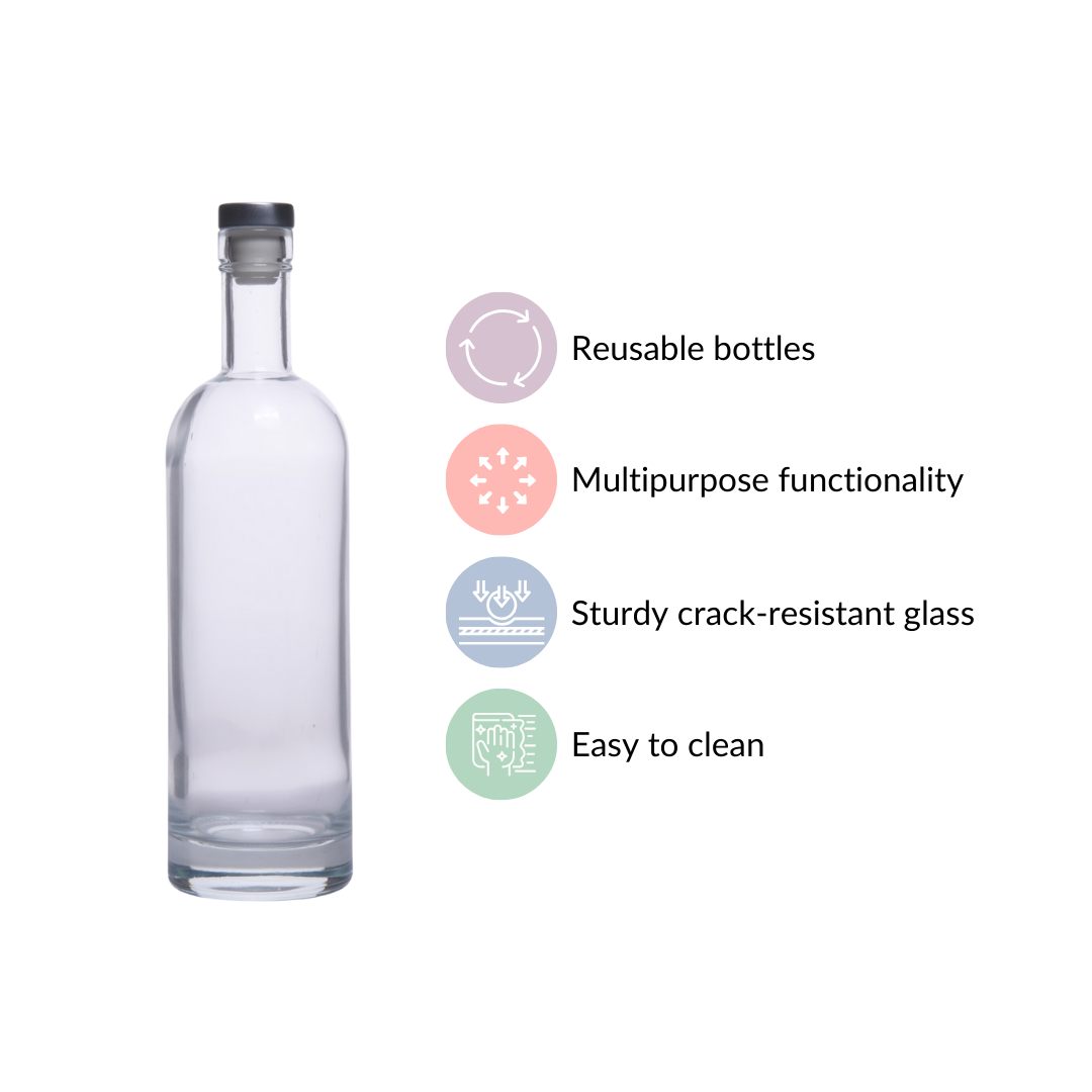 Transparent Glass Bottle & Stopper Set Online- Glass Water Bottle | Nestasia