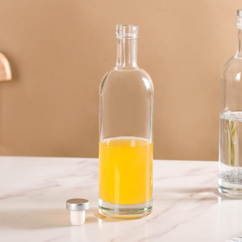 Set Of 4 Glass Water Bottle With Stopper 500ml - Glass water bottles, water bottle set, glass water bottle set, glass bottles