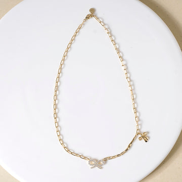 Bow Charm Gold Chain Necklace