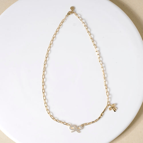 Bow Charm Gold Chain Necklace