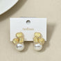 Bowed Pearl Drop Earrings White