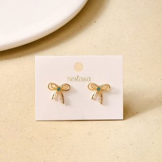 Bowed Pearl Front Back Drop Earrings