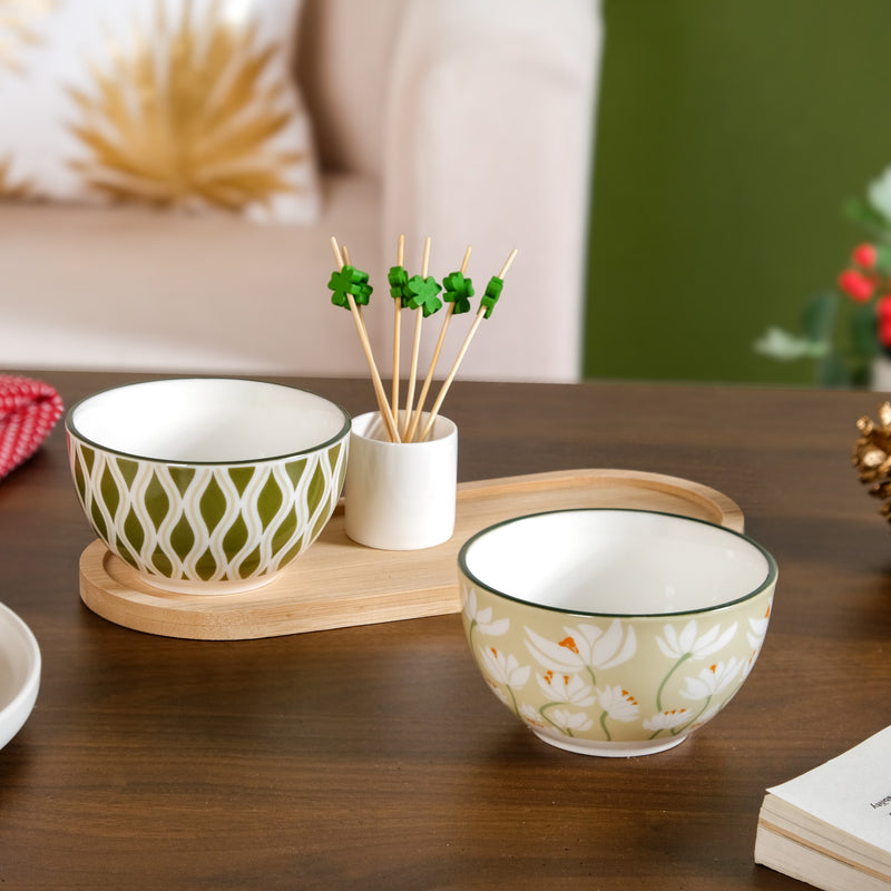 Bowl Tray And Toothpick Holder Set Of 5