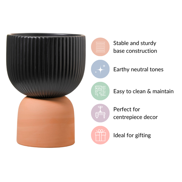 Earthy Black Ceramic Flower Vase