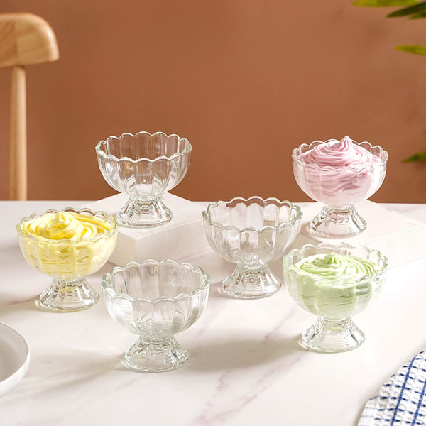 Textured Glass Ice Cream Bowl Set Of 6