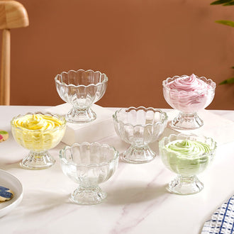 Textured Glass Ice Cream Bowl Set Of 6