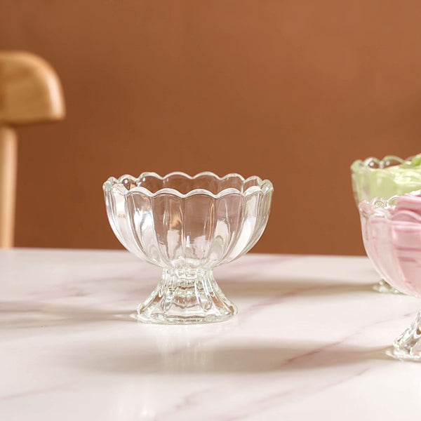 Textured Glass Ice Cream Bowl Set Of 6