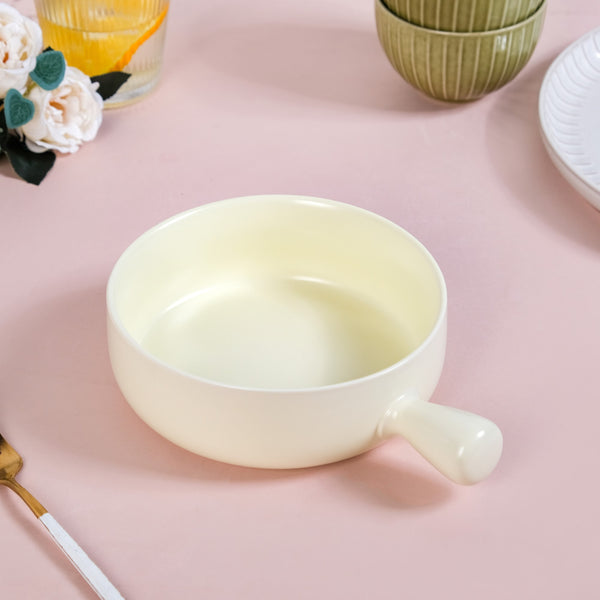 Pastel Yellow Bowl With Handle For Baking And Serving 700ml