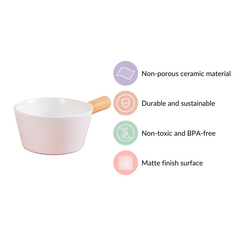 Ceramic Snack Bowl With Handle White 450 ml - snack bowl, soup bowl, noodle bowl, salad bowls, bowl for snacks, bowl with handle
