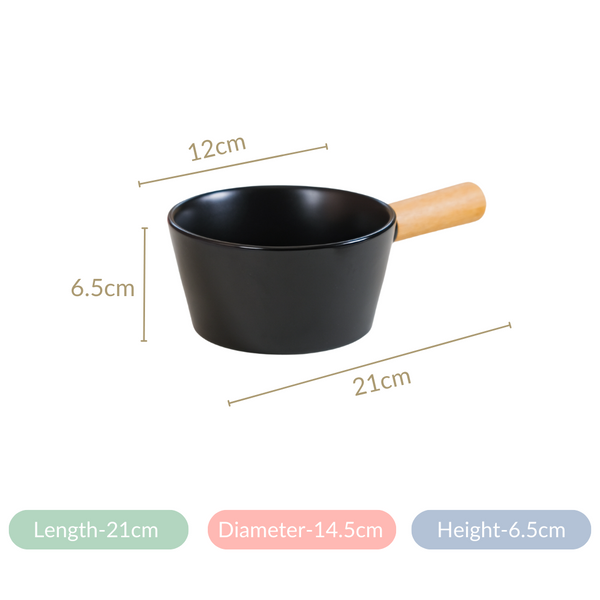 Ceramic Bowl With Handle Black 450 ml