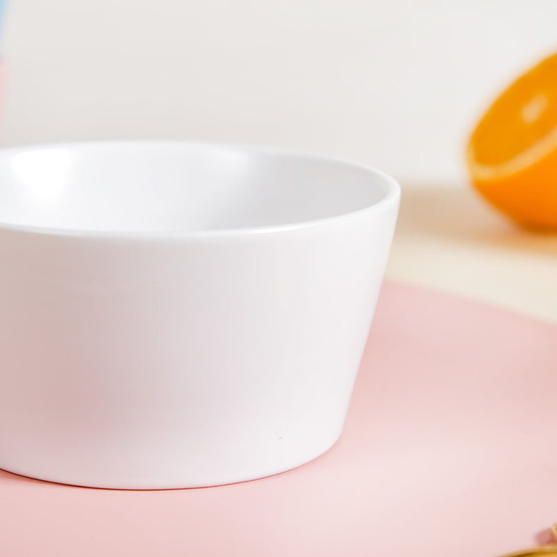 Ceramic Snack Bowl With Handle White 450 ml - snack bowl, soup bowl, noodle bowl, salad bowls, bowl for snacks, bowl with handle