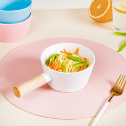 Ceramic Snack Bowl With Handle White 450 ml - snack bowl, soup bowl, noodle bowl, salad bowls, bowl for snacks, bowl with handle