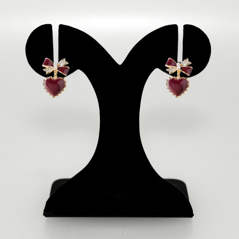 Bows And Hearts Drop Earrings
