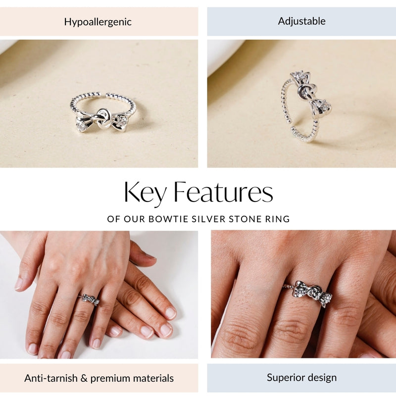 Bowtie Silver Stone Ring