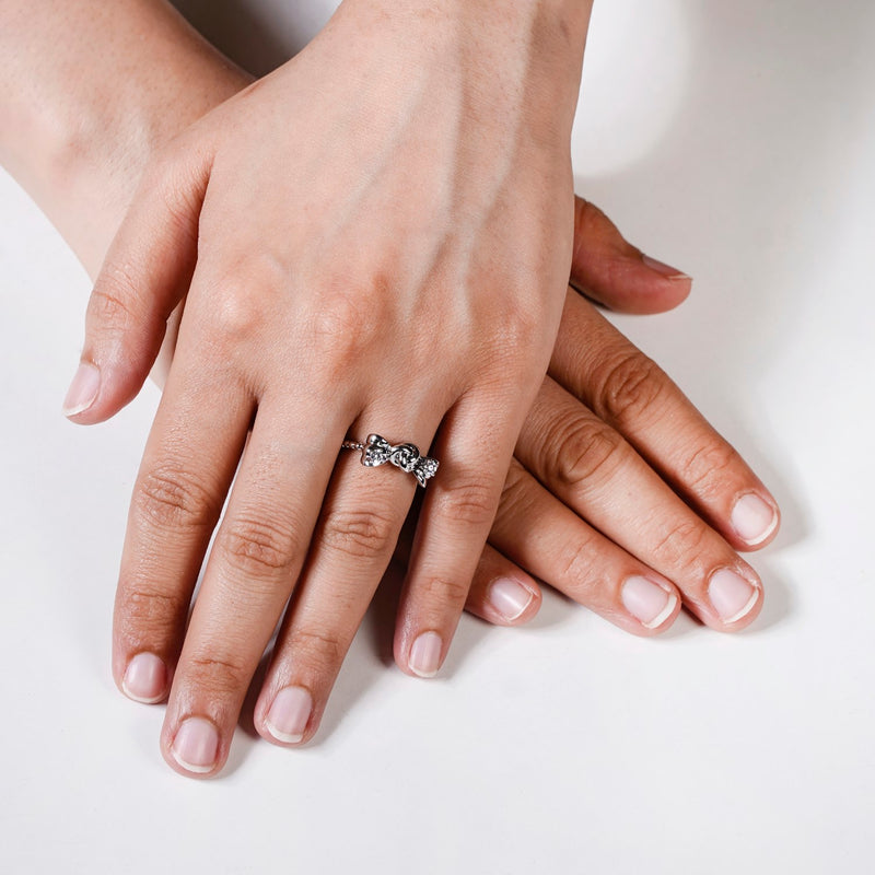Bowtie Silver Stone Ring