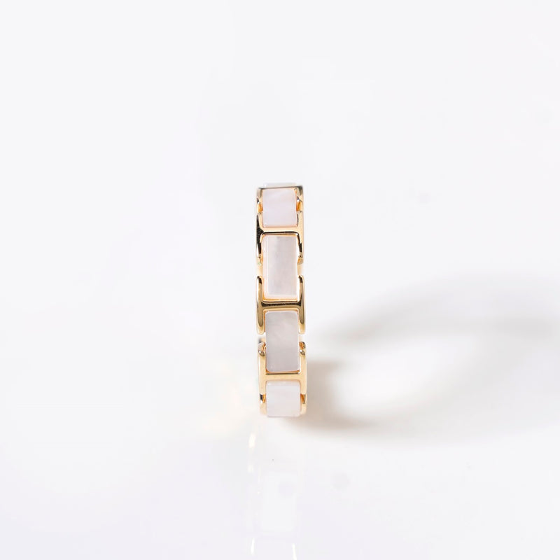 Box Chain Adjustable Gold Gemstone Ring