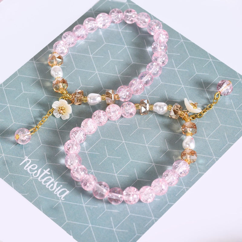 Flora Beaded Link Chain Bracelets With Tassels Set Of 2