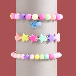 Multicolour Beads And Stars Stackable Bracelet Set Of 3