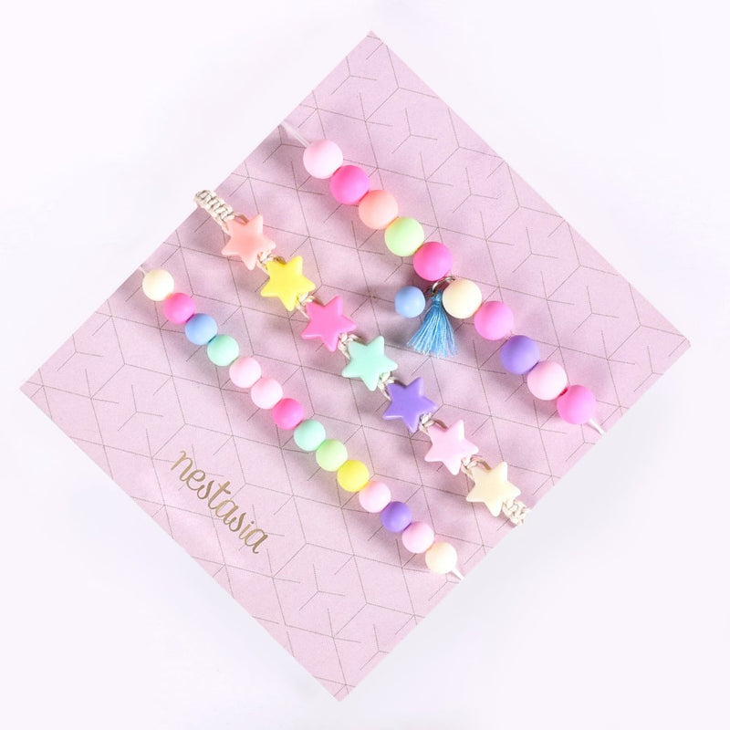 Multicolour Beads And Stars Stackable Bracelet Set Of 3