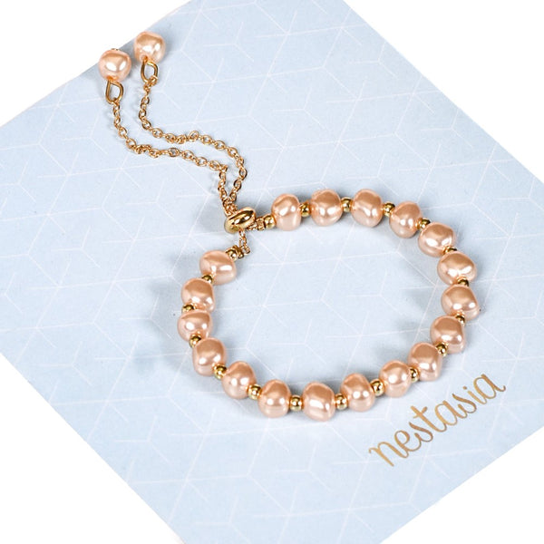 Adjustable Peach Pearl Bracelet For Women