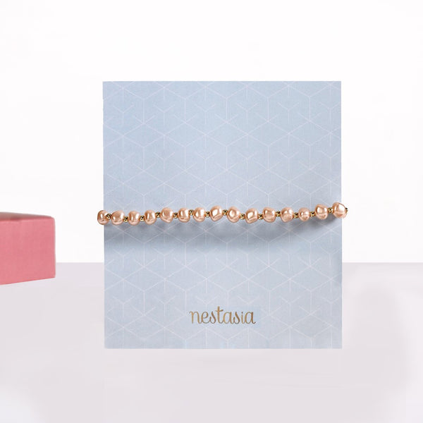 Adjustable Peach Pearl Bracelet For Women