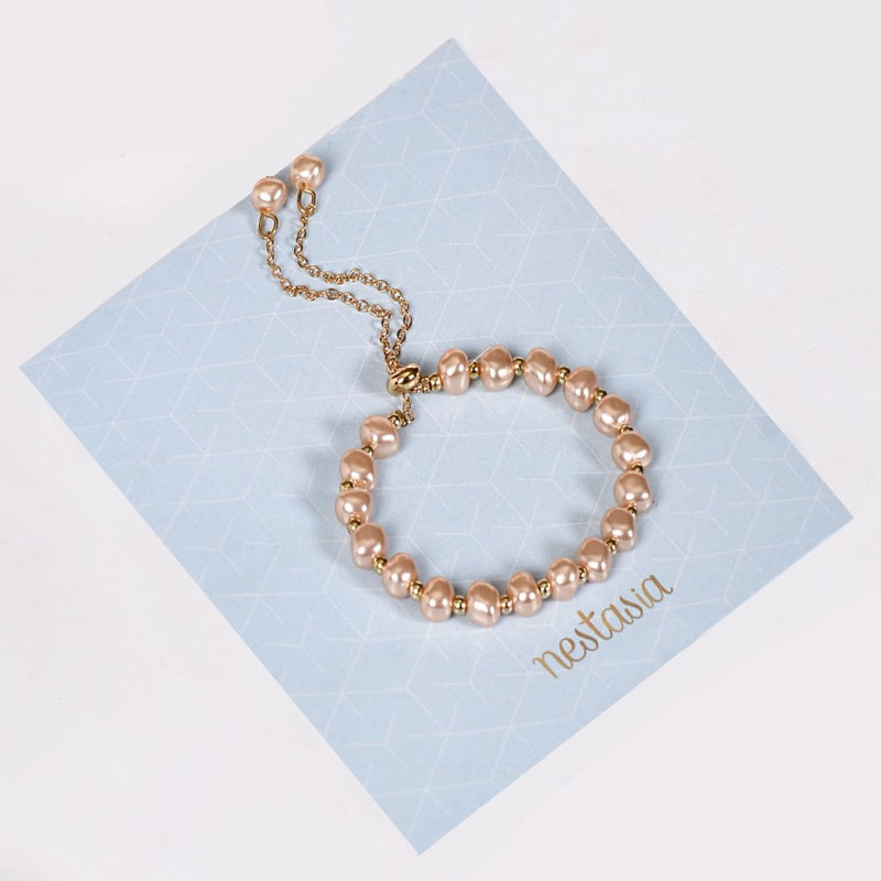 Adjustable Peach Pearl Bracelet For Women 