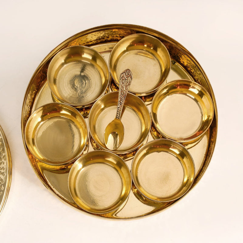 Brass Hammered Masala Dani With Spoon Set Of 10