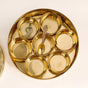 Brass Hammered Masala Dani With Spoon Set Of 10