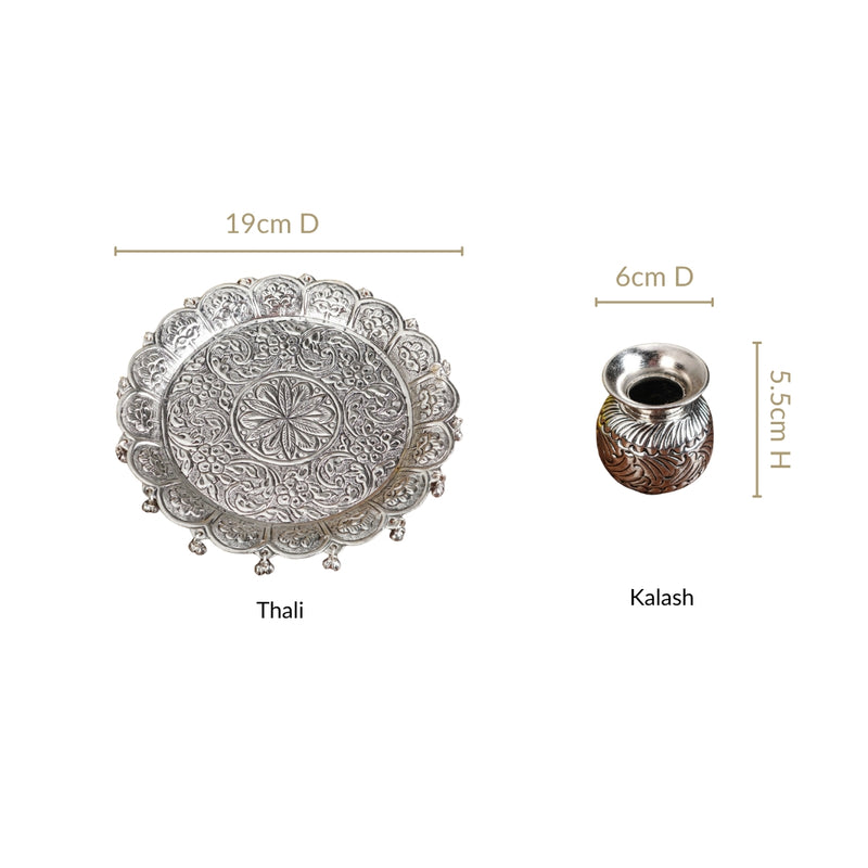 Brass Pooja Thali And Kalash Set
