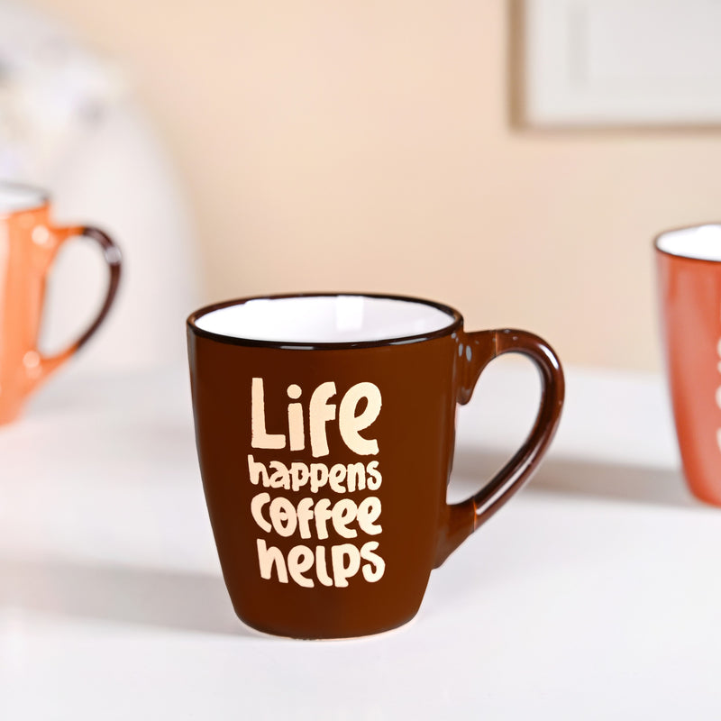 BrewTopia Ceramic Coffee Mug Set Of 4 210ml