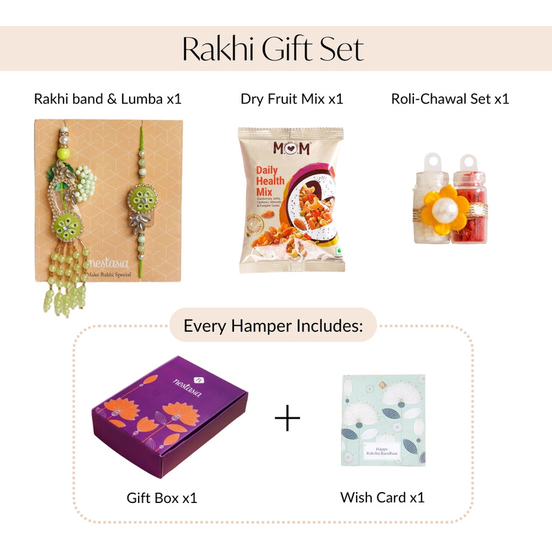 Bright Green Rakhi Lumba Set