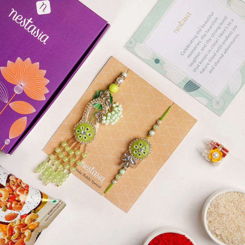 Bright Green Rakhi Lumba Set