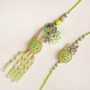 Bright Green Rakhi Lumba Set