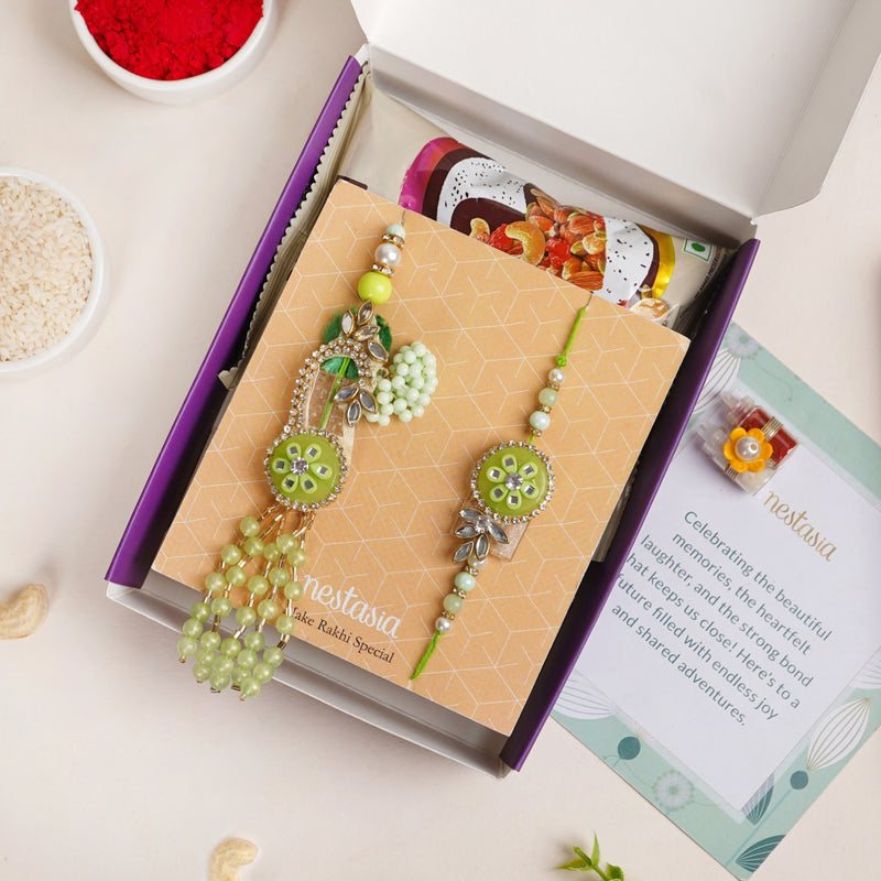 Bright Green Rakhi Lumba Set