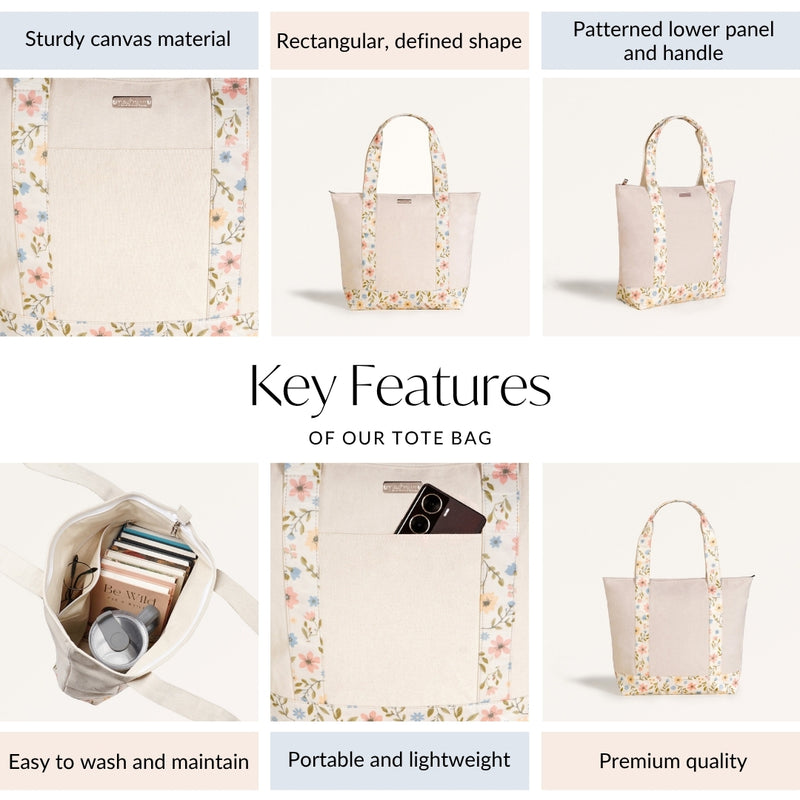 Bring Garden Large Canvas Zipper Tote Bag