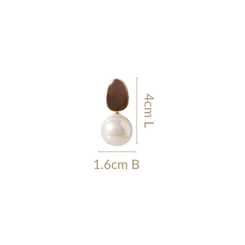Brown And White Pearl Earrings