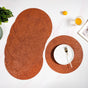 Brown Embossed Hibiscus Round Placemats Set Of 6