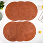 Brown Embossed Hibiscus Round Placemats Set Of 6