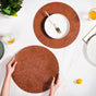 Brown Embossed Hibiscus Round Placemats Set Of 6