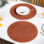 Brown Embossed Hibiscus Round Placemats Set Of 6