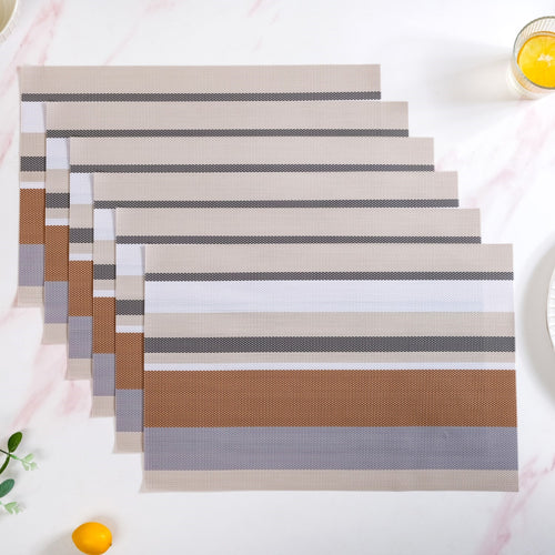 Brown Stripes Dining Table Mats Set Of 6