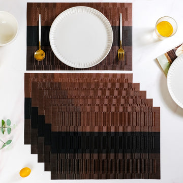 Brown Textured Mat Set Of 6