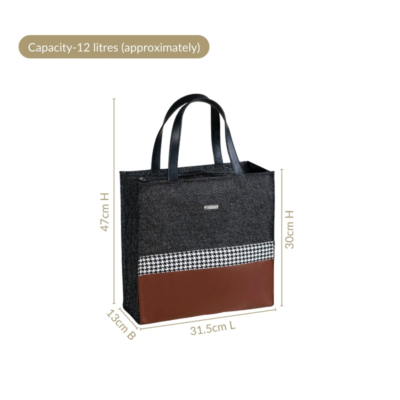 Brown Vegan Leather And Jute Office Lunch Bag