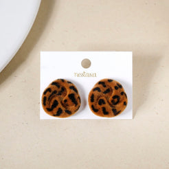 Brown Velvet Swirl Stud Earrings