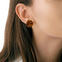 Brown Velvet Swirl Stud Earrings