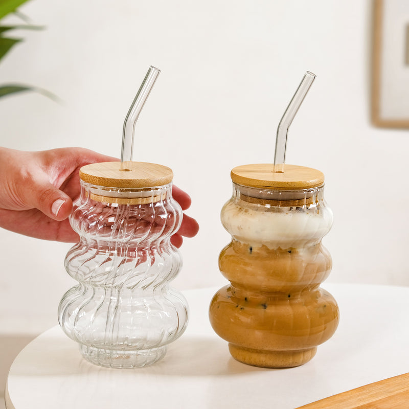 Donut 3 Tier Borosilicate Tumbler Set With Straw Of 2 500ml
