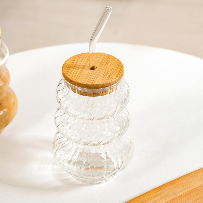 Donut 3 Tier Borosilicate Tumbler Set With Straw Of 2 500ml