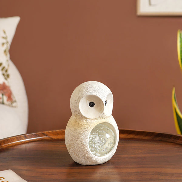 Crystal Glass Ball Owl Desk Decor
