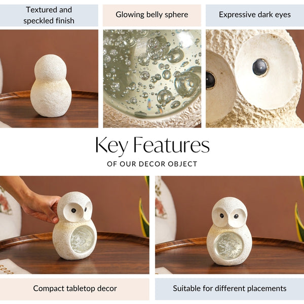 Crystal Glass Ball Owl Desk Decor